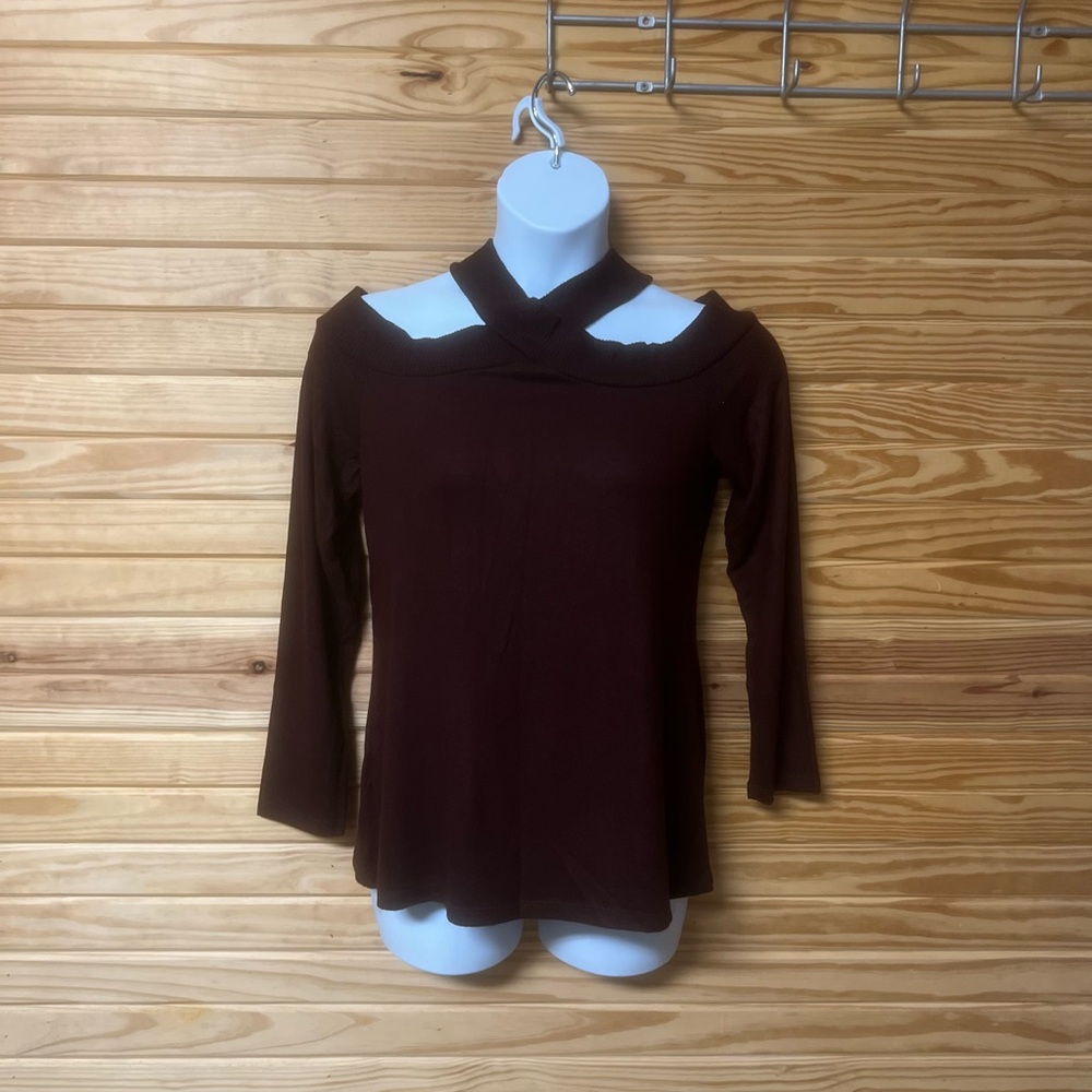 Chance or Fate Asymmetrical Red and Blue 3/4 Sleeve Blouse